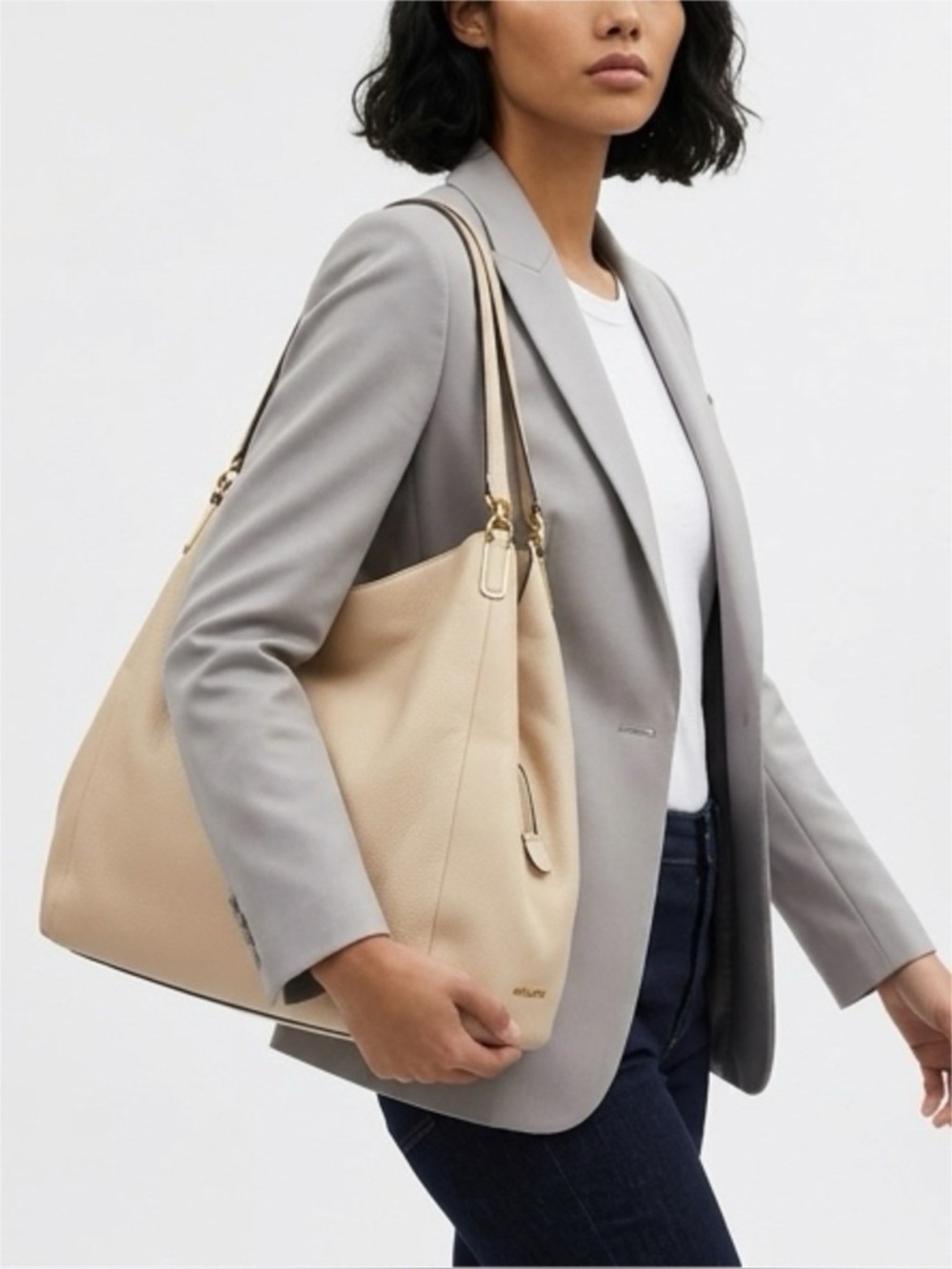 Coach Madison Phoebe Shoulder Bag in Ivory Pebbled Leather